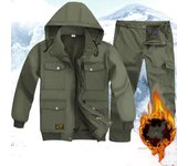 Conjunto de hombre con calentador de nieve, conjunto grueso, traje deportivo de talla grande, chaqueta con capucha y pantalones, conjunto de 2 piezas 4XL
