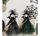 Adorno de muñeca de bruja con cuerdas colgantes, colgante para fiesta de Halloween, accesorios de terror para decoración de Casa Encantada verde