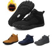 Nuevos botines de invierno para hombre, zapatos informales descalzos para la nieve, zapatos de trabajo al aire libre, zapatos cálidos de piel para hombre, botas de nieve para hombre, talla grande 47 35