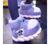 Zapatos cálidos de invierno para mujer, pantuflas de algodón con forro de felpa para interiores, botas de nieve altas con plataforma para parejas, pantuflas de casa para hombre y mujer 44-45