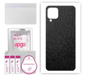 apgo Protective Skin Sticker for the back compatible with Samsung Galaxy M12, Wrap Film, Foil, Vinyl - Pattern Black Honeycomb