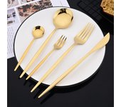 24 cuchillos de cena dorados con espejo, vajilla de acero inoxidable, cuchillos occidentales para carne, aptos para lavavajillas, para cocinas domésticas y restaurantes. plata