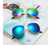 Gafas de sol unisex Aviator Frog Mirror 3026: Marcos de metal multicolor Gold frame film gris