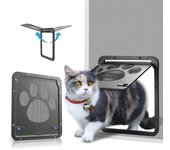Puerta mosquitera grande para perros y gatos con función de cierre automático y cerradura Puerta resistente para mascotas Fácil y segura Entrada libre a la casa desde la ventana del jardín exterior S 24x29cm 9.4x11.4in negro