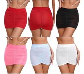 Mujeres Hip Wrap Micro Mini Faldas Falda Lápiz Ver a través Elástico Sexy Bodycon Mini Lencería Falda Ropa de dormir One Size negro