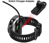 Adaptador de cargador de reloj portátil, convertidor de carga de reloj mini hembra a macho con curva de 90 grados para Garmin Fenix ​​7 7x 5s 6 6X 6S PRO Instinct gris
