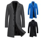 Abrigo de lana para hombre, chaqueta de manga larga con solapa y muesca, de un solo pecho, de color liso, resistente al viento, informal, de negocios M gris oscuro