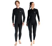 Traje de buceo de neopreno de 1,5 mm para mujer, traje de baño de una pieza para adultos, con cremallera frontal, manga larga, ideal para kayak, surf y deportes acuáticos. S negro