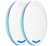 2 uds repelente de plagas ultrasónico enchufe Control de plagas eléctrico-mosquitos domésticos seguros profesionales US Plug blanco