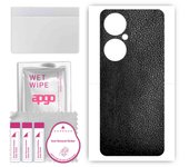 apgo Protective Skin Sticker for the back compatible with Huawei Nova 11i, Wrap Film, Foil, Vinyl - Pattern Black Leather