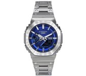 Casio Reloj analógico digital G-Shock GM-B2100AD-2A para hombre, totalmente de metal, con enlace para teléfono inteligente, esfera azul y solar, 200 m azul