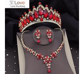 Hermosos conjuntos de joyas de cristal para novias para mujeres, tiara, corona, collar, aretes, conjuntos de boda, conjuntos de joyas para novias de graduación, conjuntos de joyas de Dubái para desfiles