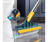 Cepillo para fregar suelos 2 en 1, cepillo de limpieza con mango largo, limpiaparabrisas extraíble, escoba mágica, escurridor de azulejos, Herramientas de limpieza de cocina blanco