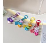 Llavero con forma de corazón de amor apilado para niñas, funda para auriculares, colgante para mochila, accesorios, llavero de amistad, regalo