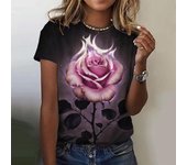 Camisetas con estampado de rosas en 3d para mujer, Top de manga corta a la moda, ropa femenina de gran tamaño, ropa de calle informal para chicas, camisetas nuevas 2023 S blanco
