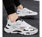 Zapatillas de deporte de malla para hombre, zapatillas de plataforma de verano blancas, zapatillas elegantes con cordones para hombre, calzado deportivo transpirable para hombre 36