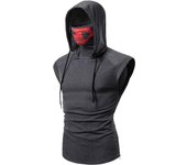 Chaleco para hombre Primavera y verano Personalizado Elástico Fitness Traje Ninja para Hombre Chaleco Sin Mangas con Capucha Máscara de Montar S