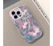 Funda de silicona suave de TPU con diseño de mariposa para iPhone 11, 13, 14, 12, 15, 16 Pro Max, XR, X, XS, 7, 8 Plus, SE iPhone 16 Pro Max azul