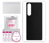apgo Protective Skin Sticker for the back compatible with Sony Xperia 1 V, Wrap Film, Foil, Vinyl - Pattern Carbon Black
