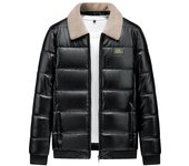 Chaqueta de cuero para hombres, cuero y ropa para hombres, nuevo estilo de cuello de piel, chaqueta de invierno de estilo coreano de moda para hombres, abrigo grueso M