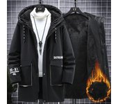 Chaqueta acolchada de invierno de talla grande de terciopelo para hombre Versión coreana de la tendencia de la chaqueta acolchada Chaqueta de invierno holgada y gruesa para hombre Chaqueta acolchada 10XL negro