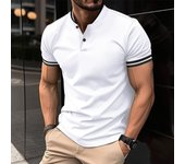 Polos de verano para hombre, manga corta, cuello alto, elegantes, informales, para hombre M blanco