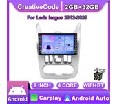 Para Renault Logan Sandero 2009-2015 para Dacia Duster 2010-2017 para Lada Largus 2012-2020 botón mando coche Android Carplay 2 + 32GB 2+32GB plata