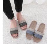 Sandalias de playa transpirables de algodón y lino para hombre, chanclas para el hogar 44-45 azul