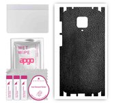 apgo Protective Skin Sticker for the back+sides compatible with Xiaomi Redmi Note 9 Pro, Full Wrap Film, Foil, Vinyl - Pattern Black Leather