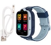 Reloj inteligente 4G para niños con GPS, videollamada, IP67, resistente al agua, pantalla táctil, azul (inglés) azul