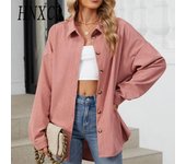 HNXC Chaquetas y abrigos con cuello tipo POLO de manga larga para otoño e invierno con estampado de Color sólido informal vintage para mujer S azul marino
