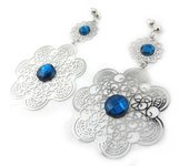 Les Trésors De Lily [N1044] - Boucles 'Carmen' bleu argenté azul