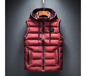 Chaqueta informal holgada sin mangas con cremallera para hombre, chaleco de plumas, color liso, cálido, para otoño e invierno, cuello alto, talla grande M azul marino