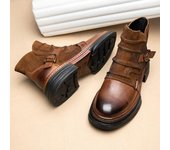 Botas de motociclista Martin Boots para hombre, botas cortas estilo retro americano, botas de paracaidista de invierno de piel de vaca para motocicleta Ami Kaji 38 marrón
