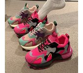 Zapatillas de deporte gruesas de colores para mujer, zapatos vulcanizados, zapatillas de plataforma para mujer, zapatillas deportivas informales antideslizantes con suela gruesa y cordones 2024 35 rojo rosa