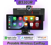 Radio estéreo con pantalla táctil de 10,26 pulgadas, reproductor MP5 inalámbrico con Android Auto, Carplay, Bluetooth, Mirrorlink, cámara incorporada, grabadora de conducción