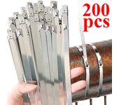 Bridas de metal autoblocantes de alta resistencia para cables, bridas de acero inoxidable multiusos, organizadores de cables para granjas, tuberías y techos 4.6*100mm-100pcs