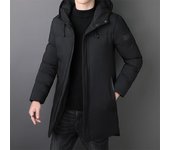 Ropa para hombre de primera calidad, marca de moda, con capucha, informal, de moda, larga, gruesa, parkas, chaquetas, abrigos cortavientos de invierno XXXXL negro