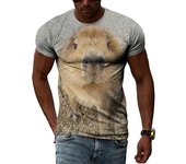 Camisetas gráficas divertidas de capibara de verano para hombre, camisetas estilo callejero Hip Hop, camiseta de manga corta con cuello redondo y estampado informal con personalidad en 3D S