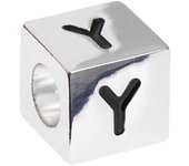 Perle Pony cube Alphabet - Lettre Y - Argent - 1 x 1 cm