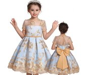Vestidos de flores para niña de verano, vestidos elegantes de dama de honor para niña, vestidos de princesa para fiesta, boda, noche, ropa para niños de 3 a 10 años 110CM champagne