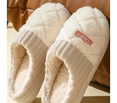 Pantuflas de algodón de felpa de invierno 2024 para hombres y mujeres, calzado de interior cálido de piel para el hogar, comodidad de otoño e invierno 36-37 blanco