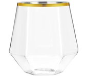 Vaso de diamante con borde dorado de estilo europeo, vaso de plástico Hexagonal transparente para el hogar, vaso de whisky, vaso de vino extranjero Hexagonal transparente
