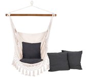 Silla suspendida de algodón SPRINGOS para jardín y patio - Capacidad de carga 150 kg - Color beige