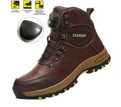 Zapatos de seguridad ligeros con punta de acero, zapatillas de trabajo para hombre, botas de seguridad para el trabajo con botones giratorios, fáciles de usar, zapatos de trabajo deportivos transpirables, botas para hombre 40 negro