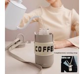 Taza de café de acero inoxidable, hervidor de agua portátil aislado con correa de transporte, adecuado para acampar al aire libre, ciclismo, deportes y fitness negro