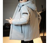 Ropa de algodón para hombre, chaqueta de invierno de talla mediana y larga, nueva, gruesa hasta la rodilla, para adolescentes, ropa cálida acolchada de algodón de talla grande a la moda, ropa para hombre M gris