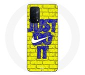 Coque Maniacase pour Oppo A54 5G logo just do it couleur bleu front jaune