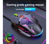 Ratón para juegos por cable, ratón USB para juegos, ratón RGB para jugadores, ratón silencioso LED de 6 botones para PC, portátil, ordenador HMM