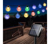 Lámpara Solar de 6M, bola de cristal, cadena de luces LED, Flash, luz de hadas impermeable, decoración para exteriores, jardín, Navidad y boda 6M 30LEDs blanco cálido